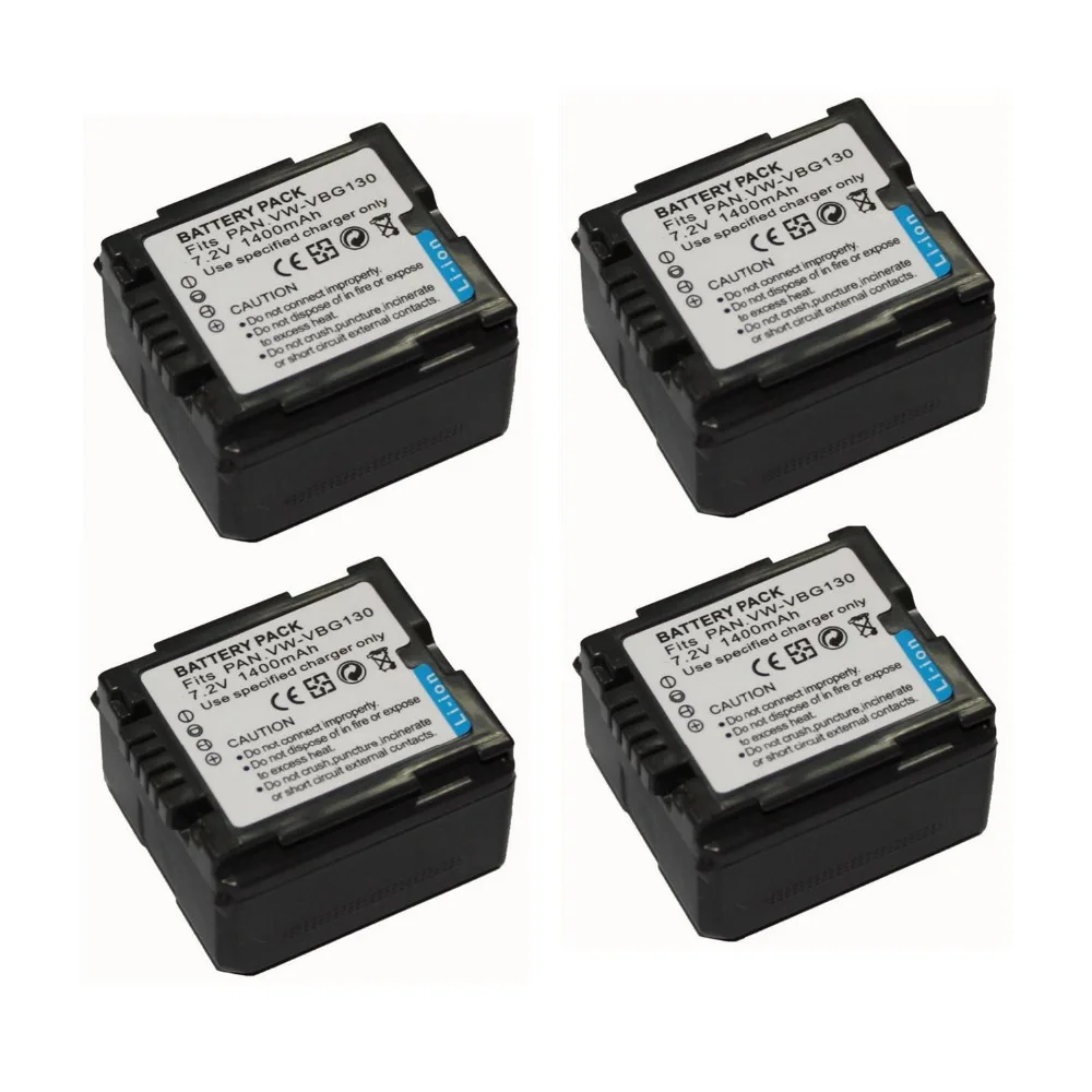 4 шт. 1400 мАч vw-vbg130 vwvbg130 VW vbg130 Перезаряжаемые Батарея для Panasonic sdr-h80 hdc-dx5 hdc-tm20