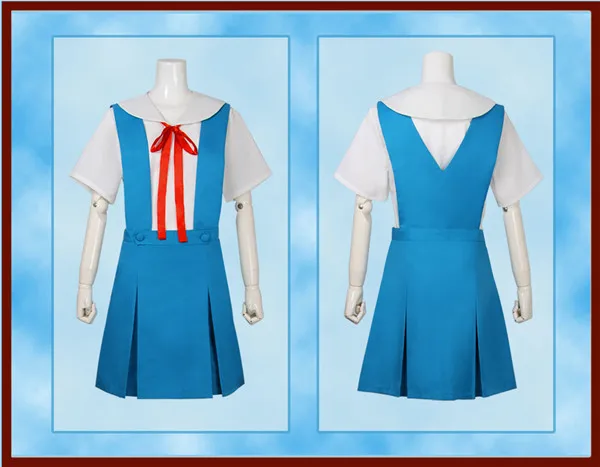 [Сток] Аниме EVA Neon Genesis Evangelion Ayanami Rei, школьная форма, платье Asuka Langley Soryu Cos Ful, комплект, костюмы для косплея - Цвет: color as the picture