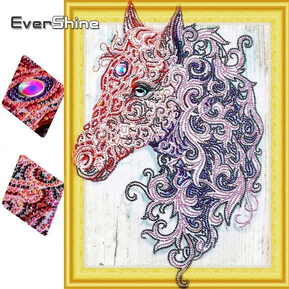

EverShine Special Shape Diamond Painting Animal DIY Diamond Embroidery Horse Cross Stitch Picture Of Rhinestone Handicraft Art