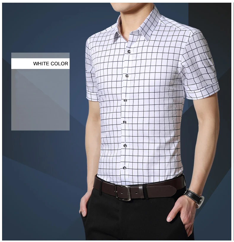 DAVYDAISY Новая летняя мужская рубашка модная Высококачественная классическая клетчатая брендовая одежда с короткими рукавами деловая рубашка мужская DS034