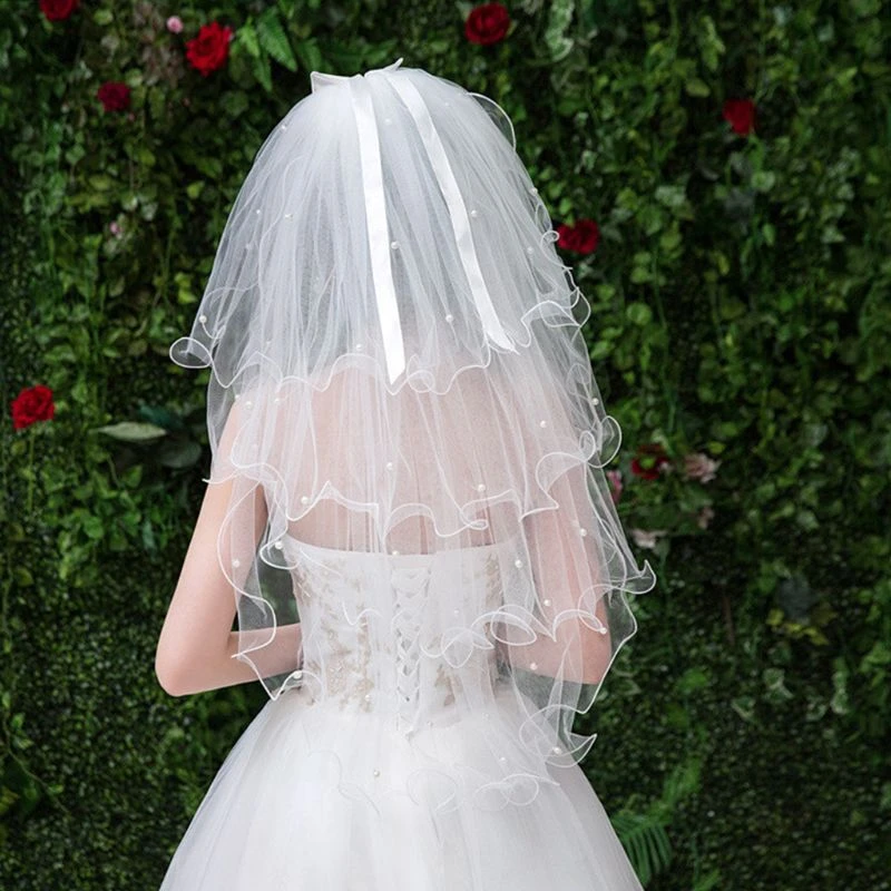 2-Tier Bridal Veil Wedding Veil with Curly Edge Trim