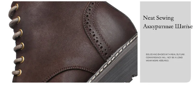 Tauntte Winter Cow Leather Ankle Boots Men Retro Bullock Carving Flower Martin Boots botines hombre bota masculina erkek bot -