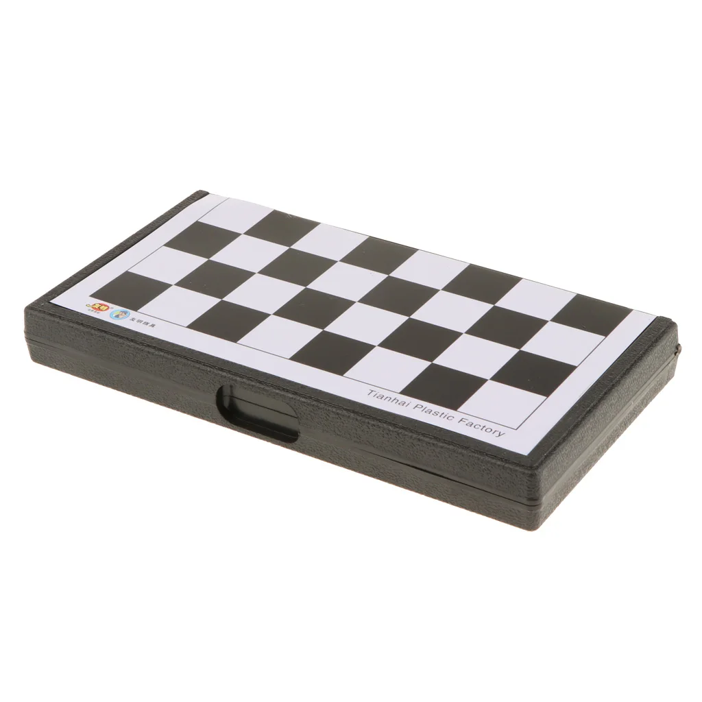 White and Black Portable International Chess Checker Set for Educational Toys w/ Folding Board