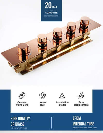 Роза латунь Riund 5 циферблат 4 способ Термостатический контроль смешивания переключающий клапан кран для ванны настенный смеситель горячей и холодной воды водопроводные краны