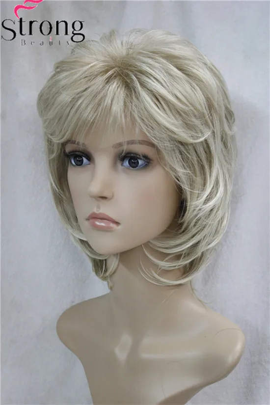 Короткий Мягкий Лохматый слоистый блонд обметанная челка полный синтетический парик естественная волна женские парики выбор цвета