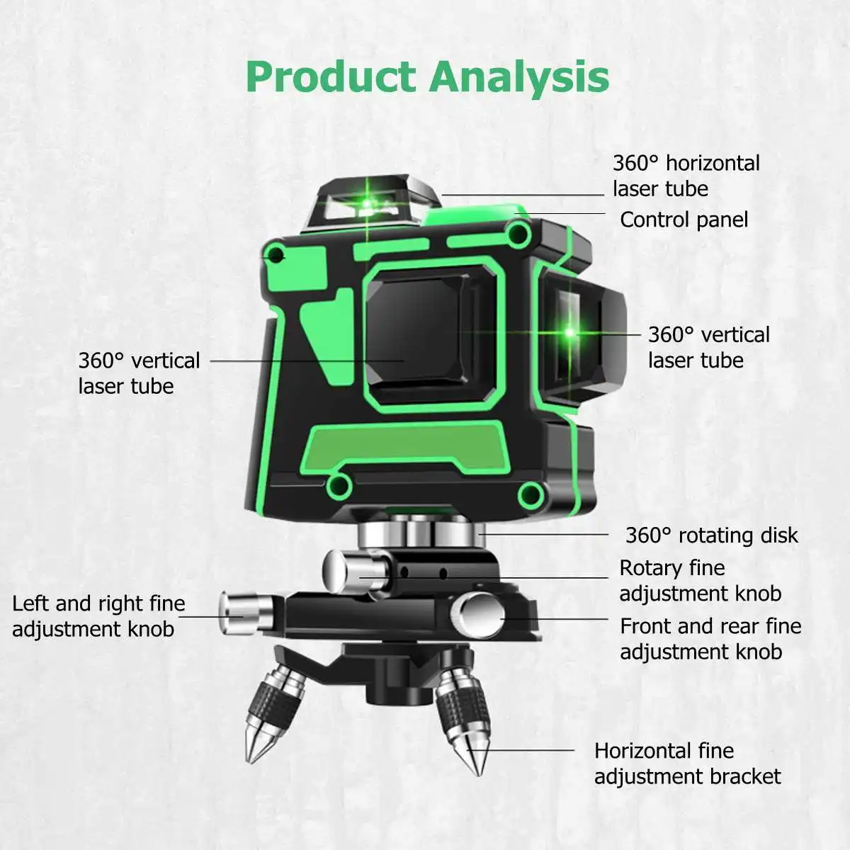 3D 12 Lines Adjustable Laser Levels 360 Self Leveling Horizontal Vertical Cross Green Laser Waterpr