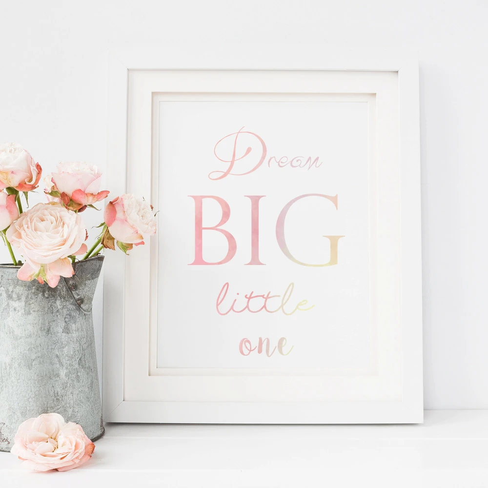 

Nursery Quote Dream Big Little One Canvas Print Quote Girl Room Wall Picture Canvas Print Quote Home Decoration No Frame LZ349