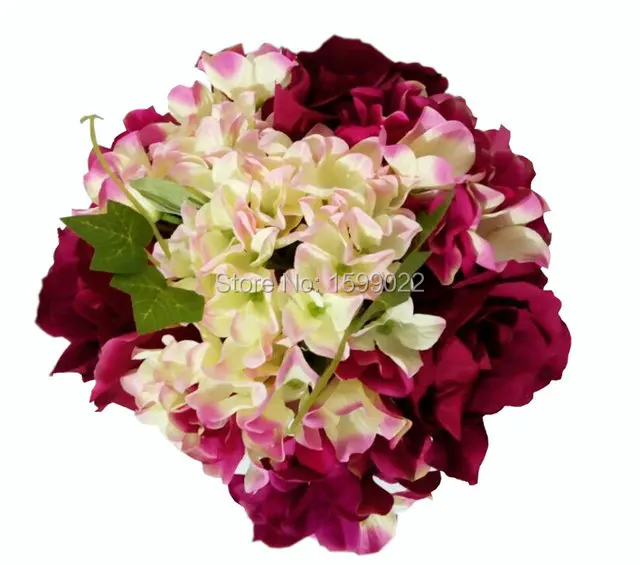 

Wedding hydrangea roses bride flowers bridal bouquets red bouquet artificial flower arrangements party supplies buque de noiva