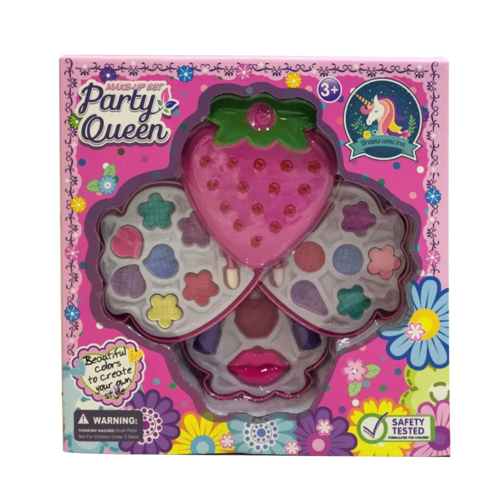 Клубничный Форма Косметика Макияж комплект принцессы для девочек тени, блеск для губ, набор кистей для ролевые игры игрушки Детский подарок