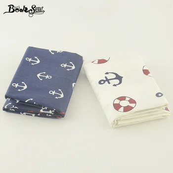 

100% Cotton Twill Fabric Booksew Fat Quarter 2pcs 50X100cm Tissue Sea Anchor Design Sewing Cloth For Baby DIY Patchwork Bedding