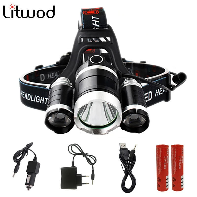 Litwod Z20 9000 Lumen Chips XM-L T6 2R5 LED Head Lamp Flashlight Lanterna 4 Switch Model Led Headlamp Choose For Riding