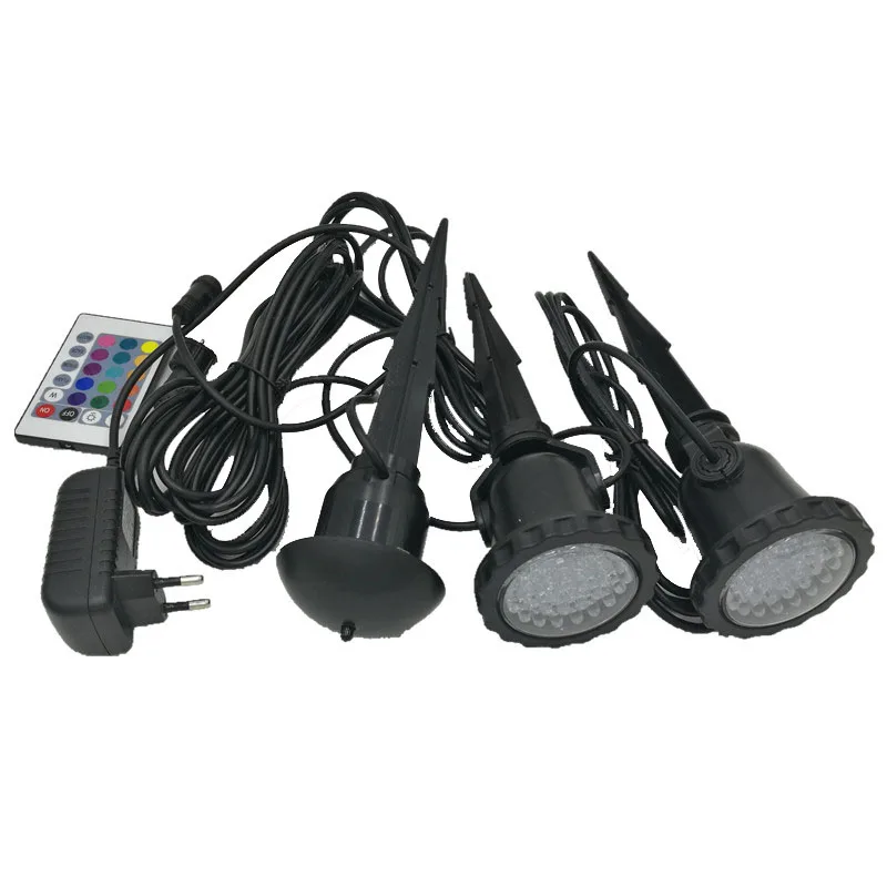 

2 in 1 IP68 outdoor lighting RGB Submersible Spotlights lawn lamp with remote controller spike Garden Fountain decoration light