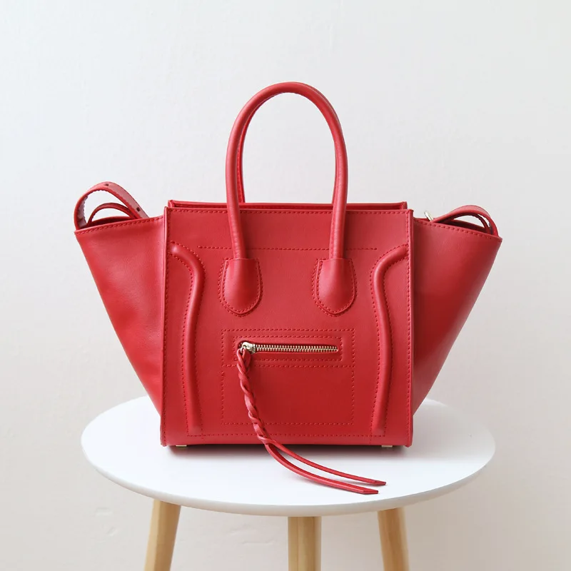 European and American style fashion brand luxury handbags women bags designer smiley shape Genuine Leather women bag