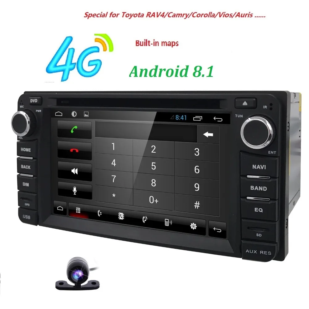 Top Hizpo Android 6.2 Inch For Toyota Corolla Prado 4RUNNER Hilux FJ Cruiser Tundra Echo GPS RAV4 Car Navi Bluetooth dvd free camera 3