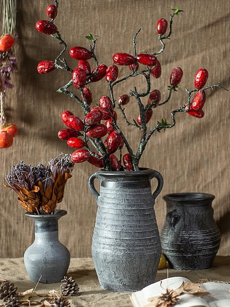 Керамика винтажная ваза ручной работы каменная керамика керамический цветочный горшок глиняная посуда декоративный цветок раскопанный Антикварный Цветочный Горшок