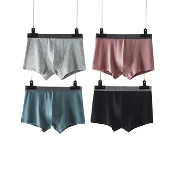 

100% Cotton underwear boxer 4pcs Men High quality cotton Shorts plus size Solid Men's Clothing boxers panties shorts mens shorts