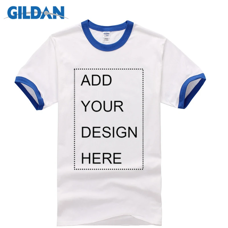 GILDAN Стиль Рок Летняя мужская футболка с коротким рукавом футболки повседневные белые с контрастным воротником и рукавами индивидуальные футболки