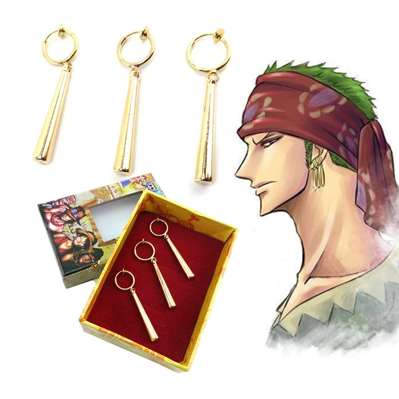 3ピース 1セットワンピース海賊狩りロロノア ゾロコスプレ衣装アクセサリー耳ドロップブラブライヤリングジュエリー金属ペンダント Pendant Drop Ear Dropsear Accessories Aliexpress