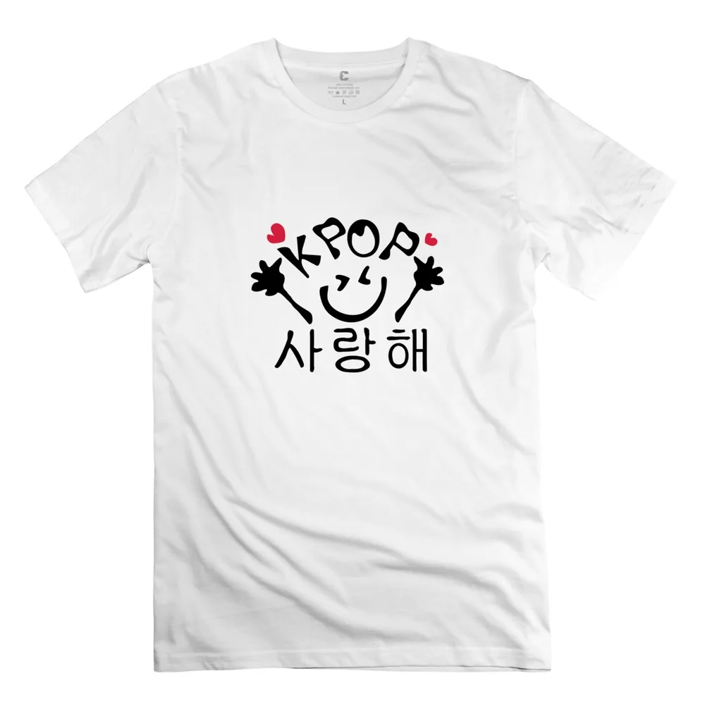 2015 Designer Love KPOP in Korean saying Men's tee shirt Printed men's