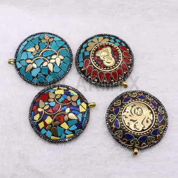 

10 pcs tribe pendant Tiebtan style pendants boho round shape for jewelry making jewelry wholesale jewelry for women gift 3642