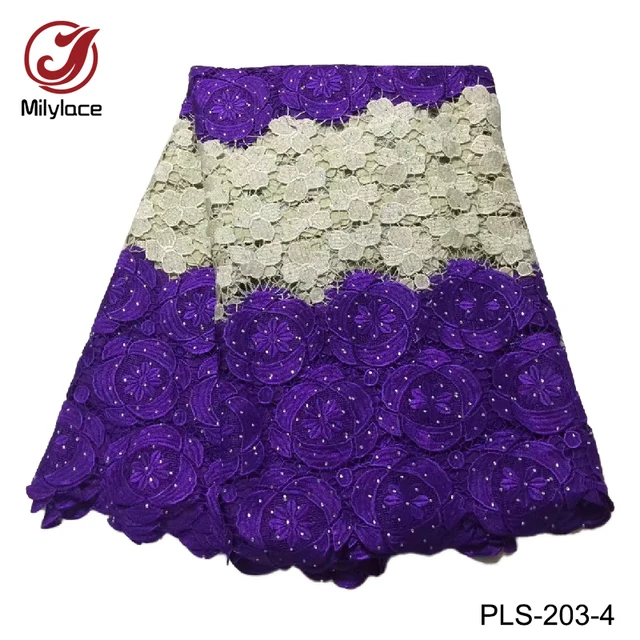 2 Different colors african lace fabric with stones mesh lace fabric 5