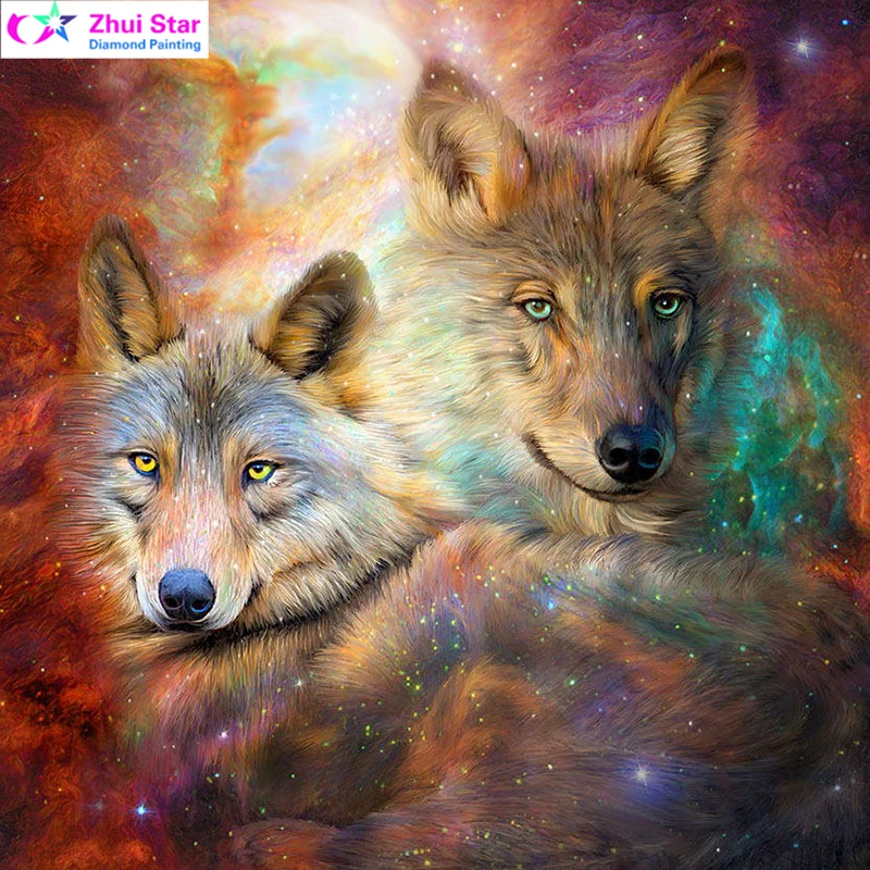 

New 5D Diy diamond painting kit 3D cross stitch Full Round Diamond embroidery Diamond Mosaic Home Wall Decor gift Abstract Wolf