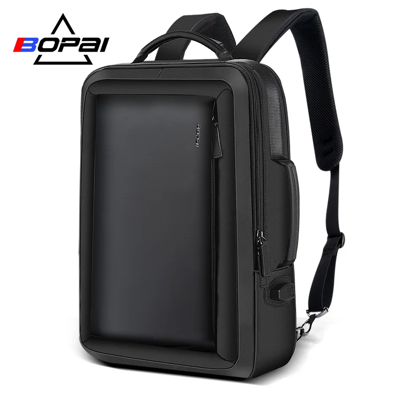 BOPAI Stylish Leather plecak for Men Fashion Mens Rucksack Backpack Solid Slim Men School Bags ...