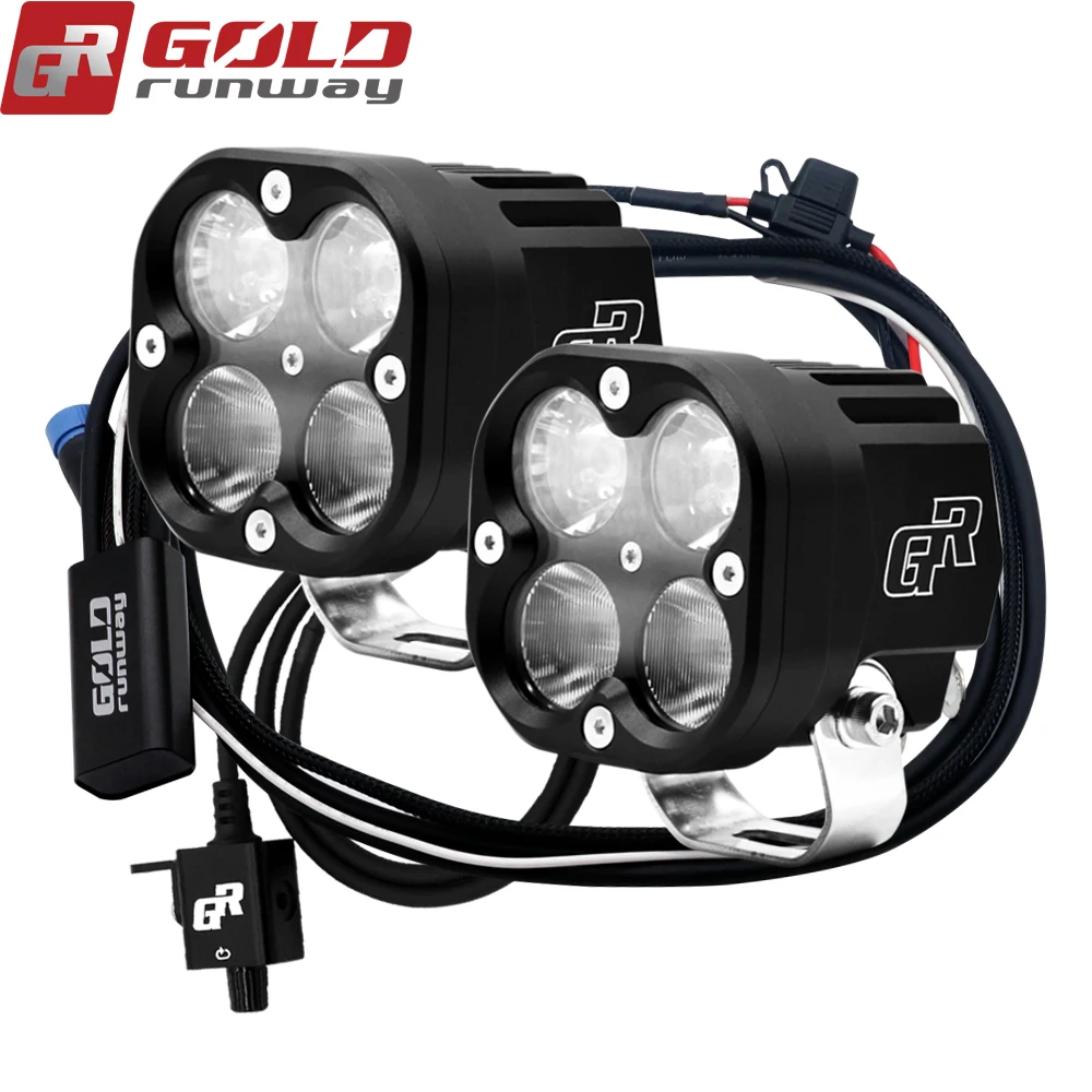 

GOLDRUNWAY GR-X4 Universal auxiliary motorcycle lights 4200LM 40W Spot Flood Combo Adventure Bike Lighting Kits