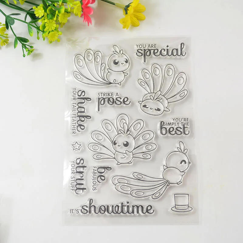 

Peacock bird Clear Stamp and metal cutting dies for Scrapbooking Transparent Silicone Rubber DIY Photo Album Decor