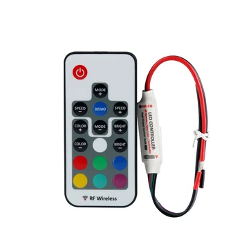 

DC5-24V 60-288W 3*4A RF wireless mini rgb led controller w/ 17keys RF remote for rgb led strip light lamp bulbs red&black wire