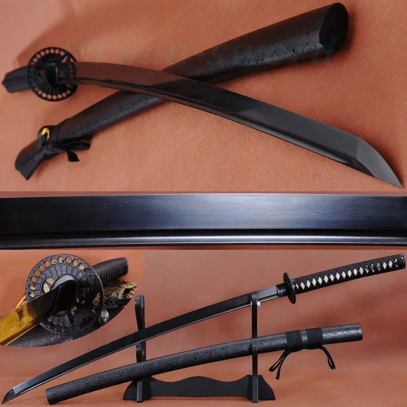 Soshu kitae) Clay Tempered Folded Steel Japanese Samurai Katana Sword Set(Katana+Wakizashi