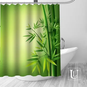 

New arrival Modern Custom bamboo Fabric 100% Polyester Shower Curtain High Quality Washable Bath Decor Waterproof Popular