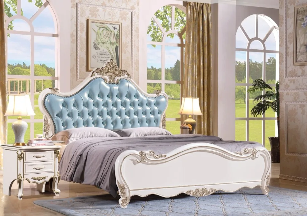 Современная Европейская кровать из массива дерева Мода Резные 1,8 м кровать французская мебель для спальни DN2103