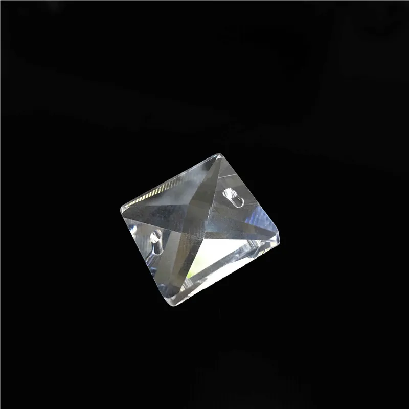 

18mm 50pcs Lighting Prism Parts Square Beads In 2 Holes DIY Wedding Chandelier Decorate The Christmas Trees