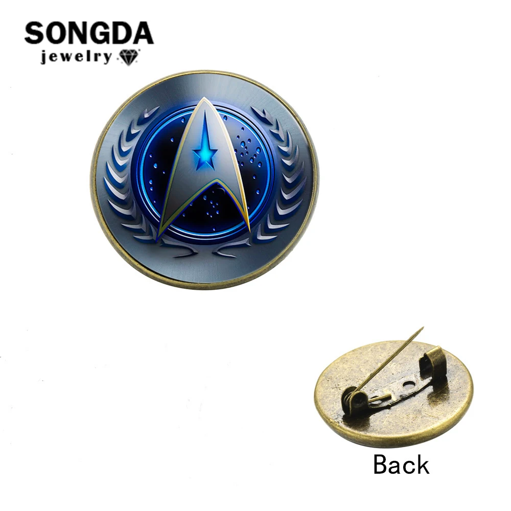 

SONGDA Top Quality Starfleet Command Division Symbol Lapel Pin Button Badges Handmade Glass Gem Brooch Cosplay Star Trek Jewelry