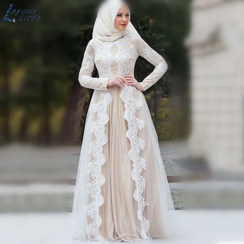 

SHJ454 2019 Muslim Wedding Dress Long Sleeves Applique Bridal Dress vestidos de noiva Casamento Wedding Gown robe de marie