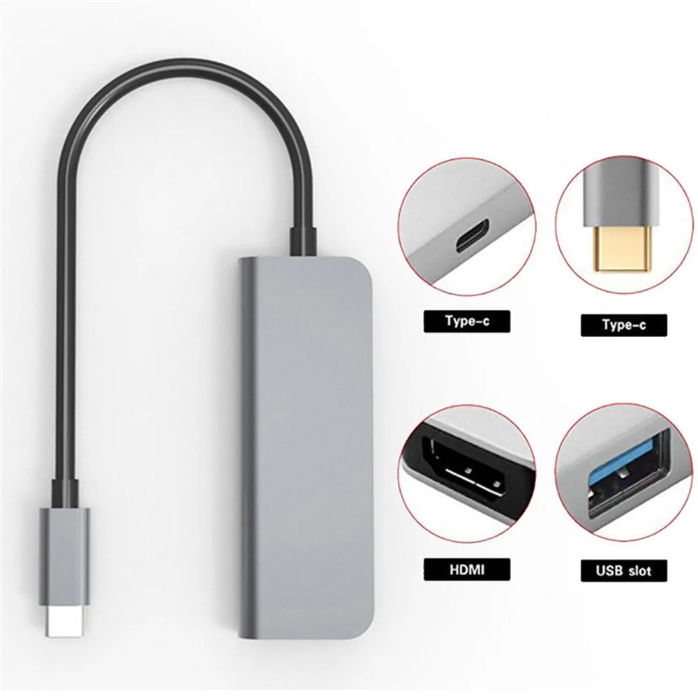 Mioyow 4 в 1 Thunderbolt 3 type-C-HDMI адаптер 2x USB 3,0 type C PD концентратор для MacBook Pro samsung Galaxy S8 type c концентратор