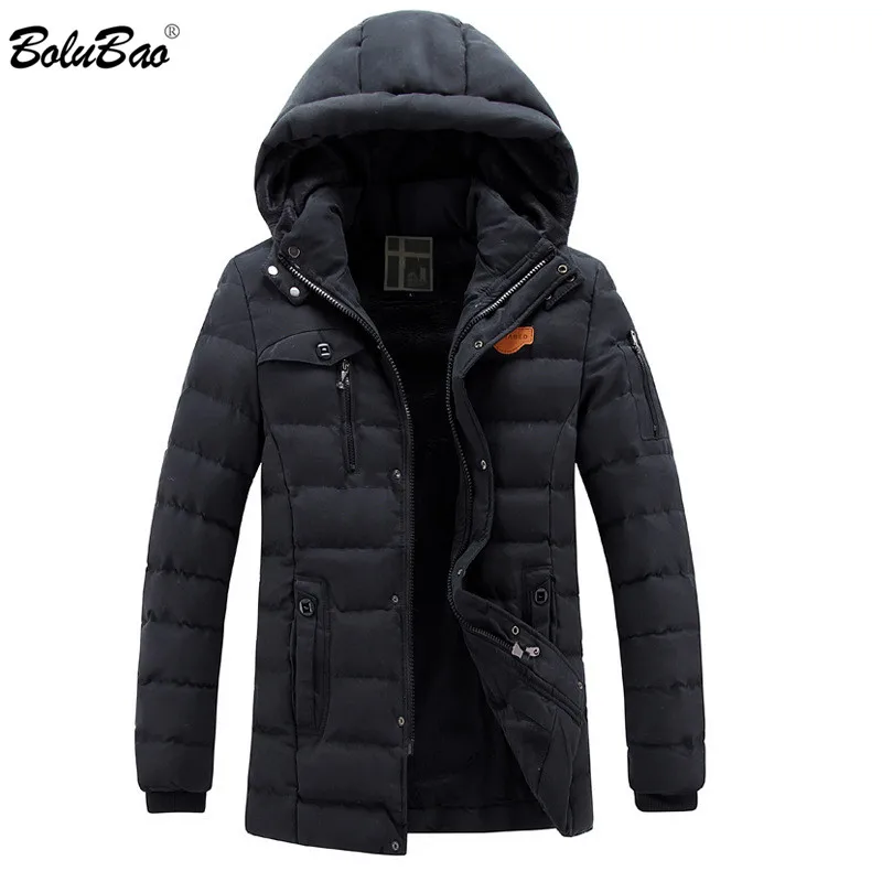 

BOLUBAO Men Hoodies Coat Winter Jacket Men's Brand Thick Solid Color Warm Male Parkas Multi Pocket Zipper Coat
