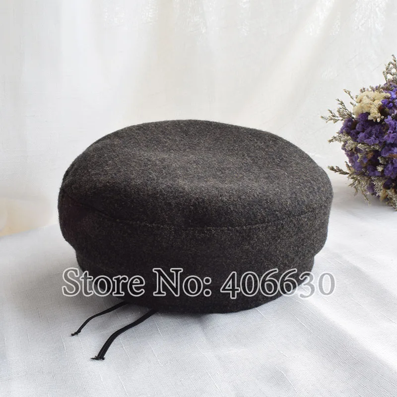 Зимние новые высококачественные шерстяные черные шапки для женщин с плоским верхом SHDB024