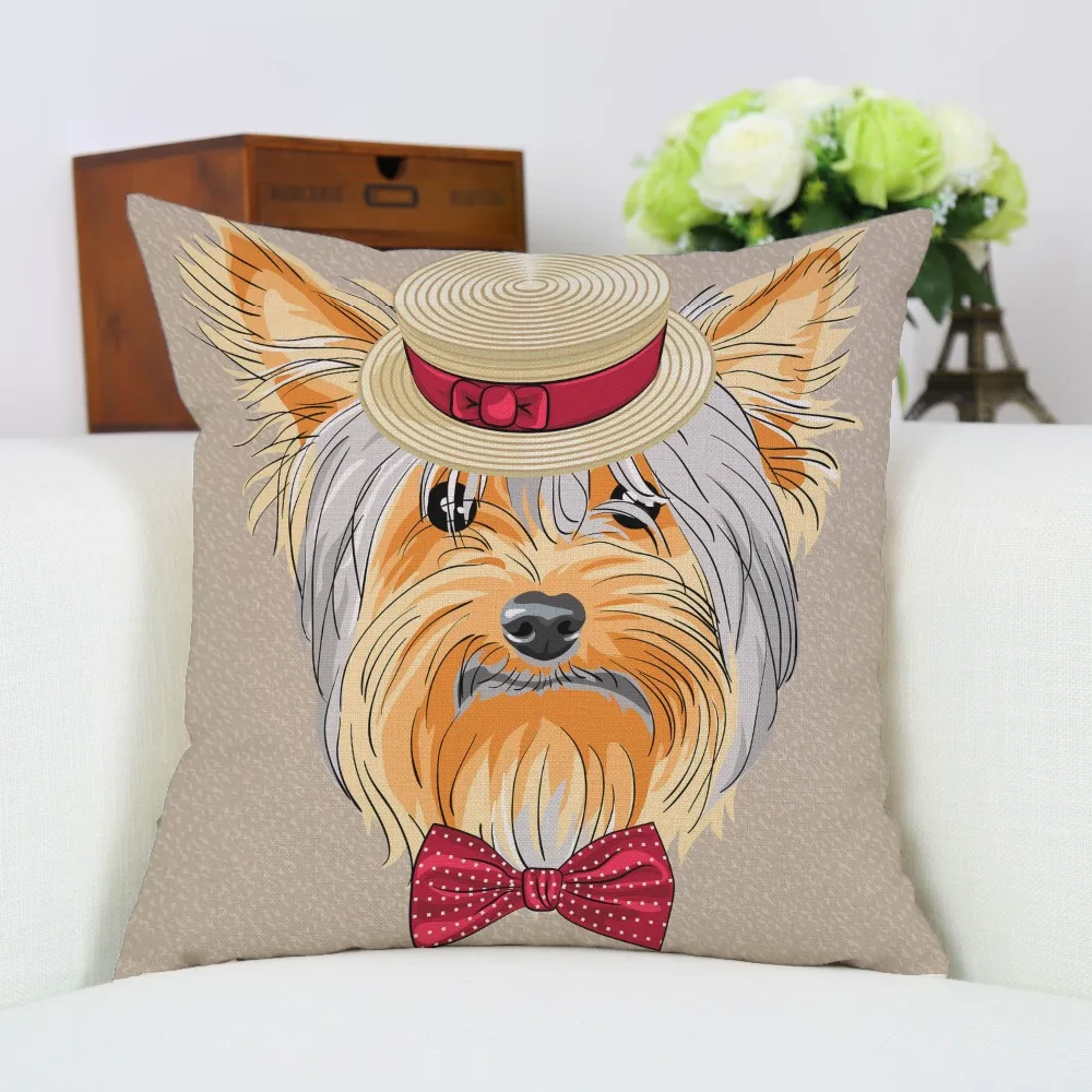 جميل الكلاب للأسرة البوص القطن غطاء وسادة المنزل كنبة مكتب مربع كيس وسادة الزخرفية غطاء الوسادة s