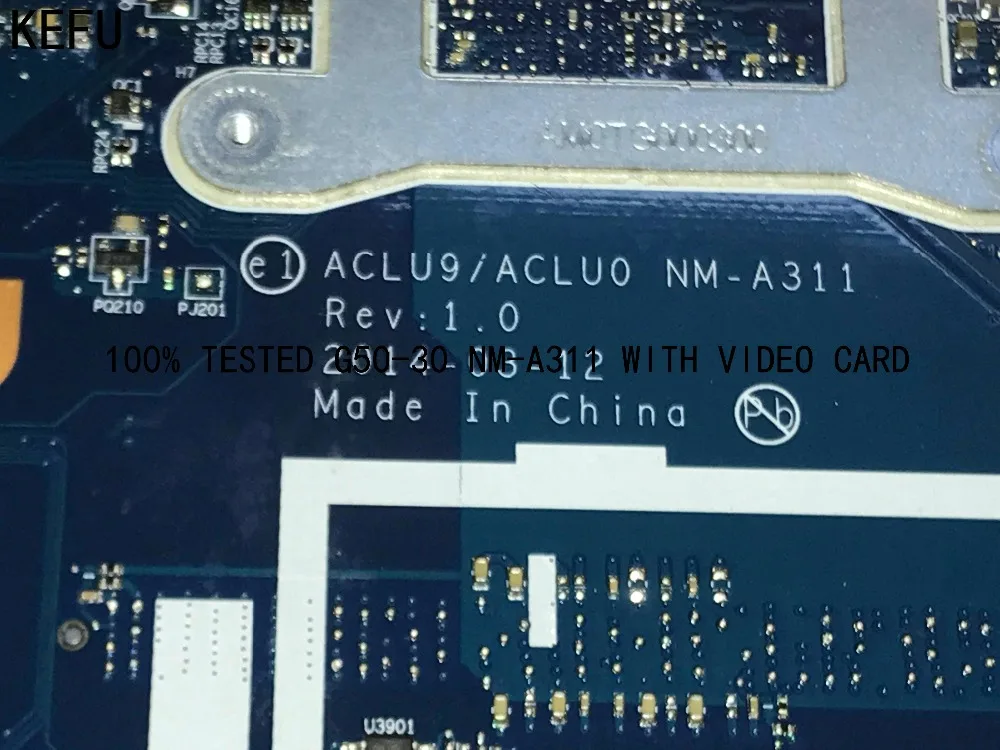 KEFU 100% اختبار شحن مجاني ACLU9/ACLU0 NM-A311 اللوحة المحمول لينوفو G50-30 على مجلس وحدة المعالجة المركزية + فيديو بطاقة