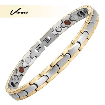

Vivari Elegant Therapy Bracelet For Women Stainless Steel 2-Tone Color Carpal Tunnel Jewelry Negative Ion Relief for Arthritis