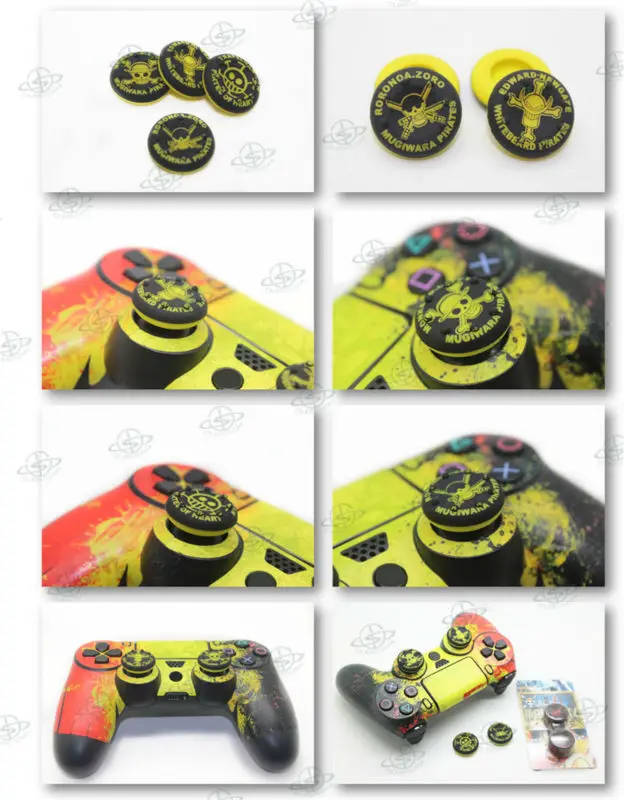 One piece yellow silicone thumbstick grip for PS4 controller