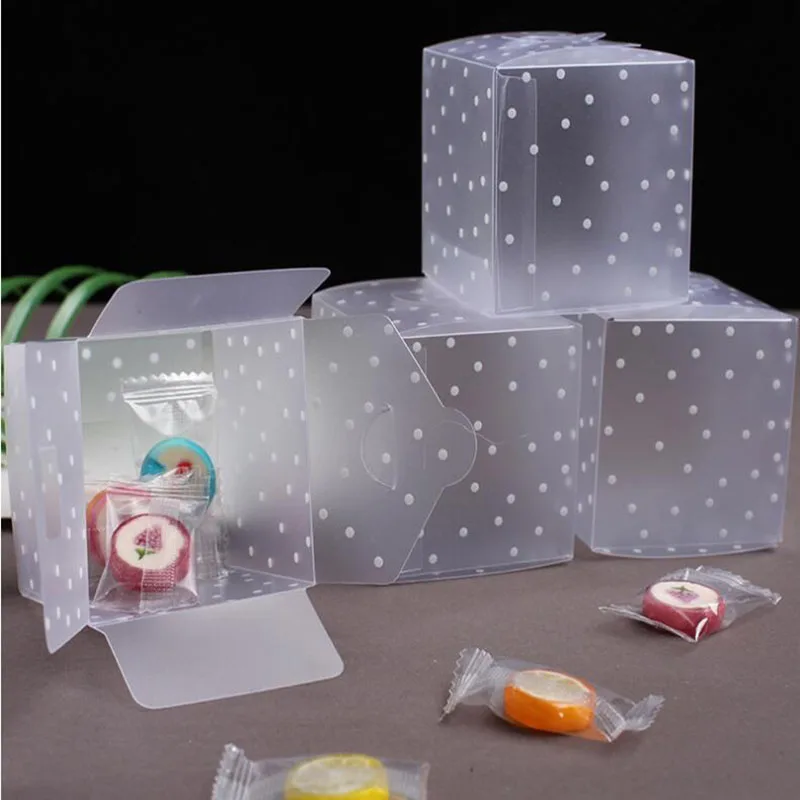 

10pcs Plastic Cookie Gift Box Party Candy Packaging Box Gift Candy Box Square PVC Chocolate Bags Wedding Event & Party Supplies