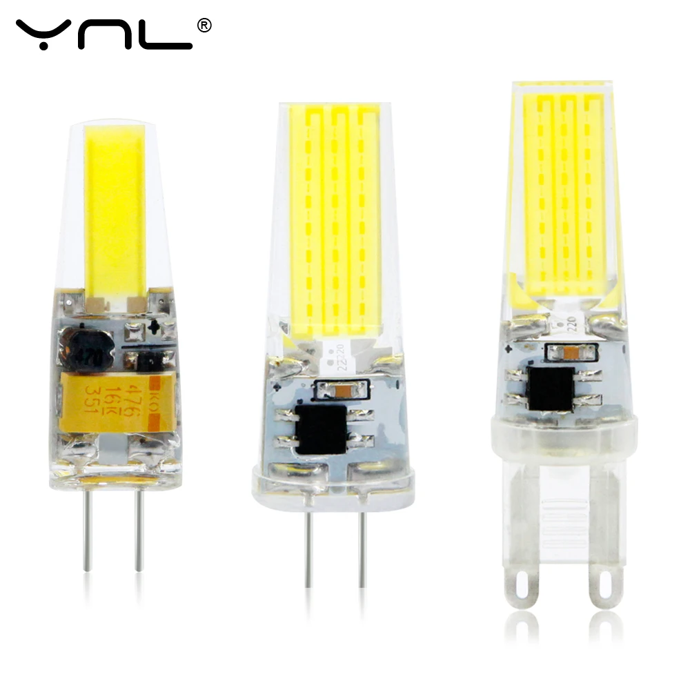 Светодиодный G4 G9 лампада лампа AC/DC 12 В 220 3 Вт 6 9 E14 COB SMD Bombillas светодиодный