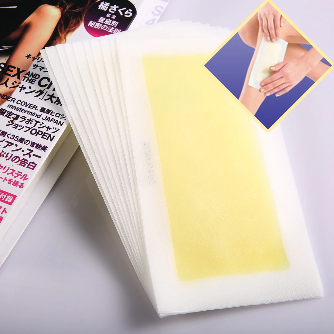 

New 20pcs 10 sheets Yellow Hair Removal Double Sided Cold Wax Strip Papers for Leg Body Face Waxing Nonwoven Depilatory Remover