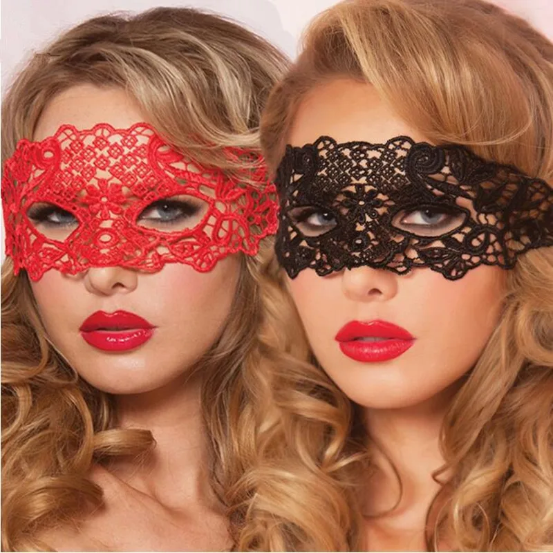 

Sexy Lingerie Women Exotic Apparel Hollow Nightclub Queen Party Masks Lace Eye Mask Accessories Black Red Babydoll Cosplay Sexy