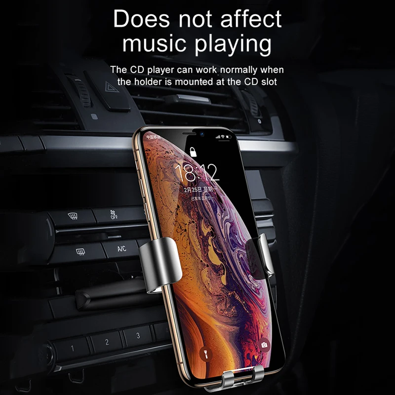 Автомобильный держатель для телефона Baseus с креплением на решетку вентиляции/CD слот держатель для телефона Подставка для iPhone Samsung металлический гравитационный держатель 3