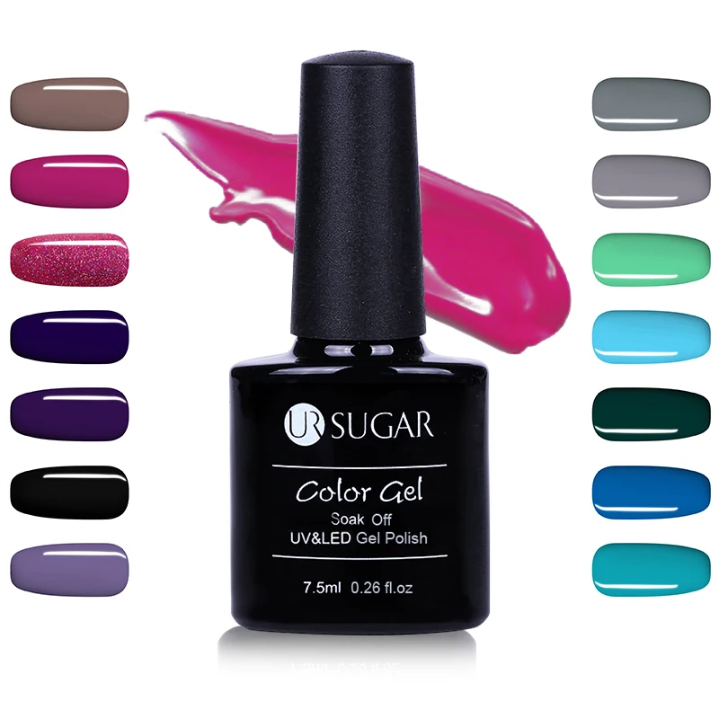 Online UR Gula Uv Gel Nail Polish Lampu LED Gel Lacquer Gel Polandia Murni Warna Semi Permanen Gel Varnish Nail Art primer Base Top Coat