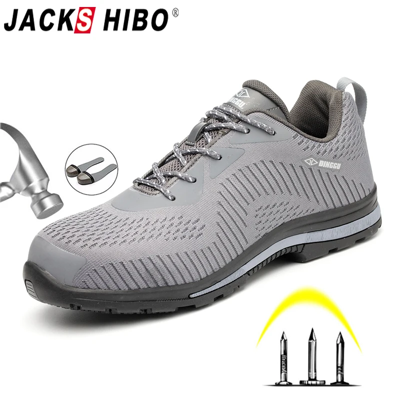 JACKSHIBO الرجال الذكور أحذية عمل واقية واقية غطاء صلب لأصبع القدم البناء الأحذية تنفس الهواء شبكة سلامة أحذية العمل الأحذية JACKSHIBO الرجال الذكور أحذية عمل واقية واقية غطاء صلب لأصبع القدم البناء الأحذية تنفس الهواء شبكة سلامة أحذية العمل الأحذية